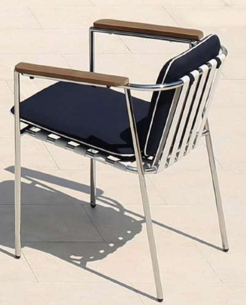 MAMAGREEN ALBATROSS DINING CHAIR, PC STAINLESS FRAME/GRADE A CUSHION W/PIPING