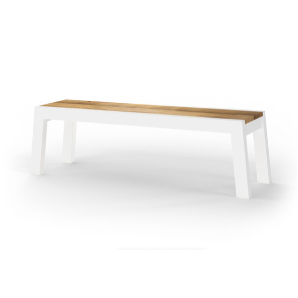 BAIA 57" BENCH PC ALUMINUM W/ RECYCLED TEAK TOP - Kolo Collection