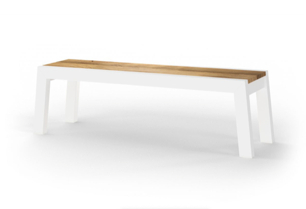 BAIA 57" BENCH PC ALUMINUM W/ RECYCLED TEAK TOP