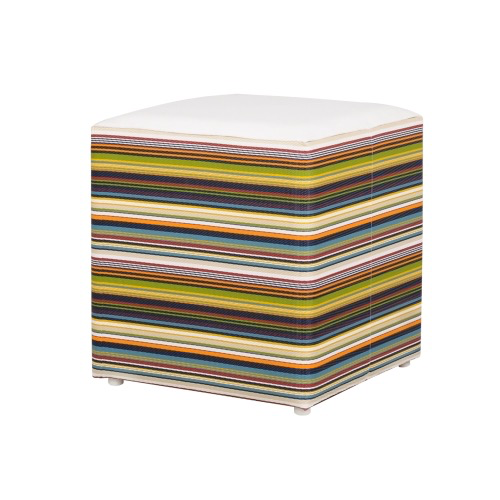 STRIPE STOOL, ALUMINUM FRAME/HORIZONTAL STRIPES SIDES/STAMSKIN TOP