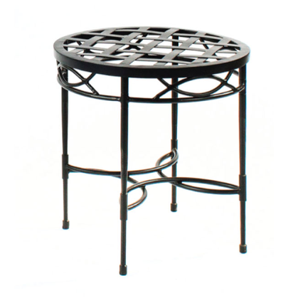 AMALFI 20 INCH ROUND SIDE TABLE W/WOVEN TOP, EPOXY COATED STEEL