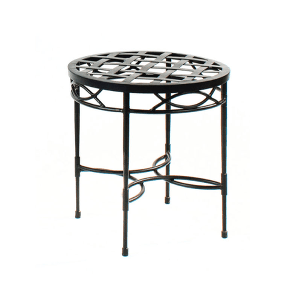 AMALFI 20 INCH ROUND SIDE TABLE W/WOVEN TOP, EPOXY COATED STEEL - Kolo Collection