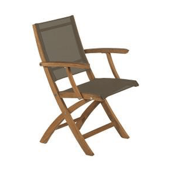 XQI FOLDING DINING CHAIR - TEAK WITH BRONZE BATYLINE - Kolo Collection