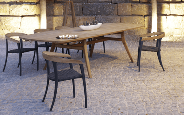 JIVE DINING CHAIR/BLK PC ALUMINUM/TEAK BACK/OLEFIN FIBER SEAT - Kolo Collection