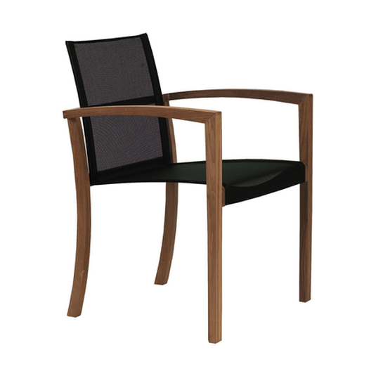 XQI STACKING ARM CHAIR/TEAK FRAME/BRONZE BATYLINE - Kolo Collection
