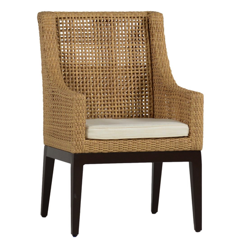 PENINSULA ARM CHAIR IN RAFFIA AND SANDALWOOD FINISH
