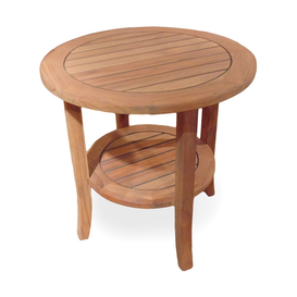 TEAK 24 INCH ROUND END TABLE WITH TAPERED LEG - Kolo Collection