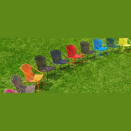 KANTAN ALUMINUM DINING ARM CHAIR WITH VINYL STRAP