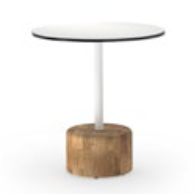 GLYPH 23.5 RD TEA TABLE / UD PC ALUMINUM TOP AND FRAME / TEAK BASE - Kolo Collection