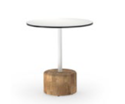 GLYPH 23.5 RD TEA TABLE / PC ALUMINUM TOP AND FRAME / TEAK BASE