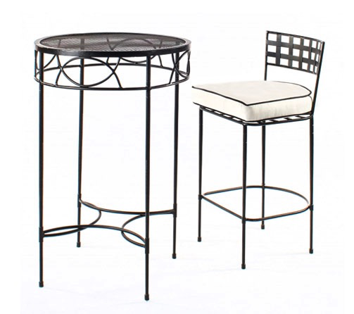 AMALFI 28 INCH ROUND BAR TABLE W/MESH TOP, EPOXY COATED STEEL