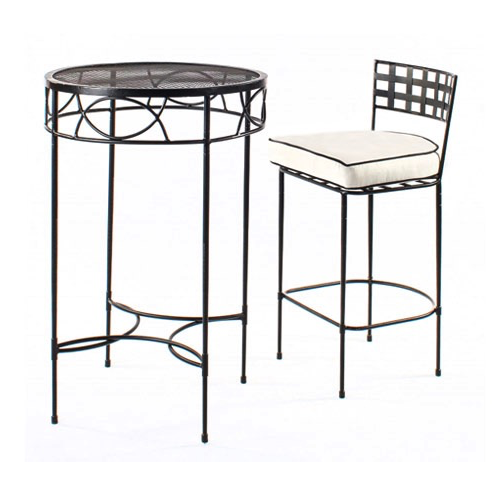 AMALFI 28 INCH ROUND BAR TABLE W/MESH TOP, EPOXY COATED STEEL