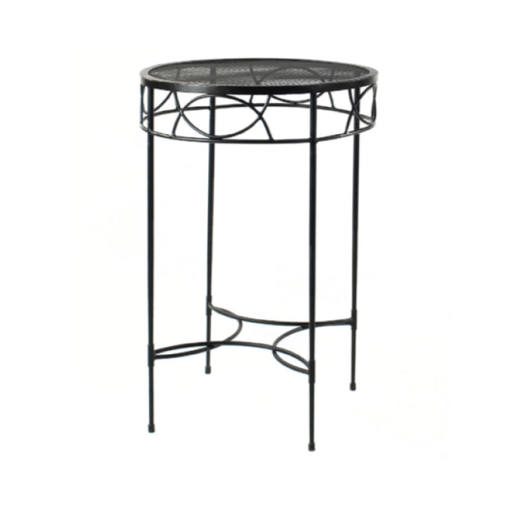 AMALFI 28 INCH ROUND BAR TABLE W/MESH TOP, EPOXY COATED STEEL