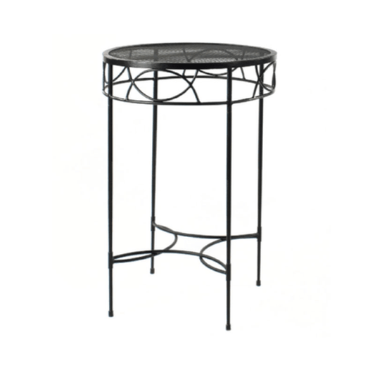 AMALFI 28 INCH ROUND BAR TABLE W/MESH TOP, EPOXY COATED STEEL - Kolo Collection