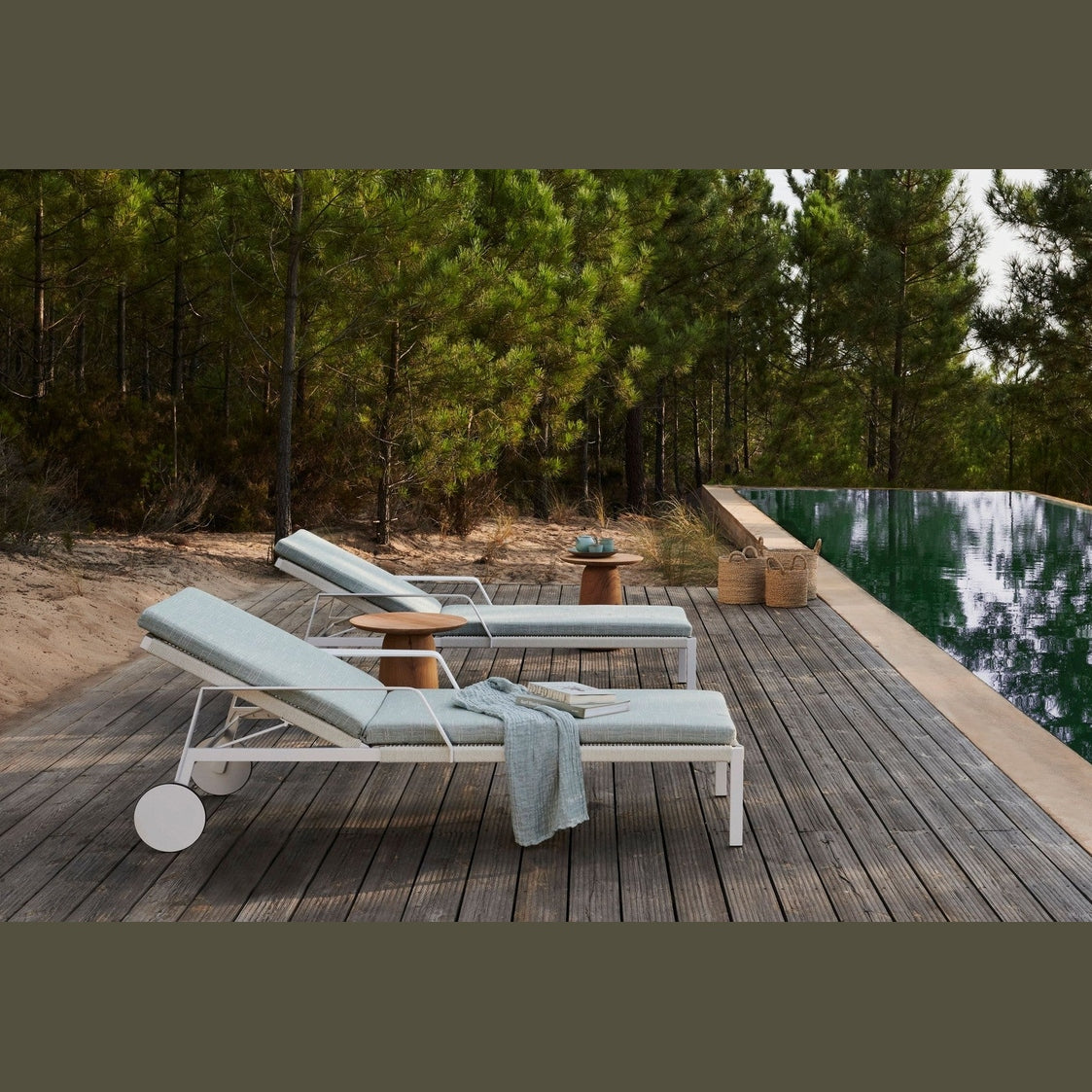 NODI LOUNGER CHAISE w/WHEELS / PC STAINLESS STEEL / CANAX - Kolo Collection