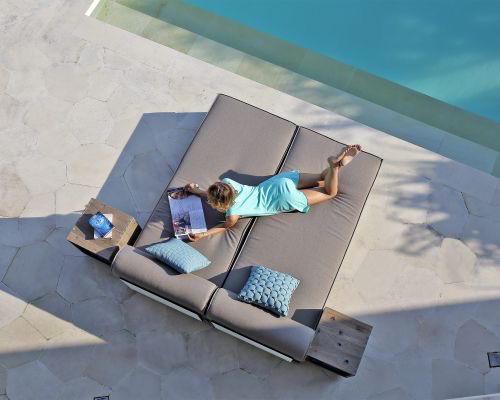 AIKO SECTIONAL LOUNGER /TEAK BASE/ HPL BACK/GRADE A