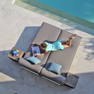 AIKO SECTIONAL LOUNGER /TEAK BASE/ HPL BACK/GRADE A - Kolo Collection