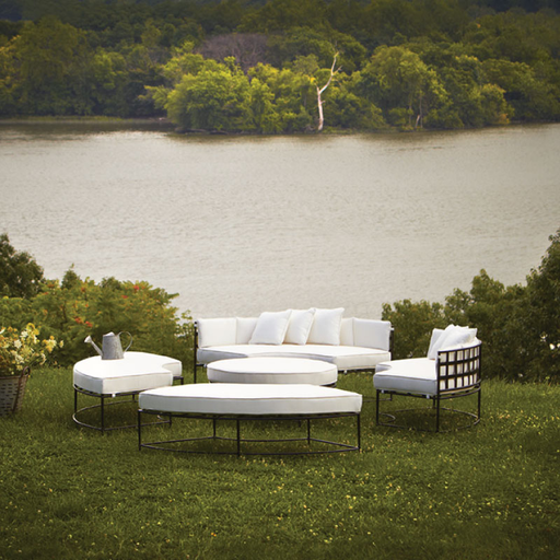 TUXEDO SALON OTTOMAN IN EPOXY COATED STEEL