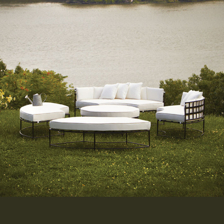 TUXEDO SALON OTTOMAN IN EPOXY COATED STEEL