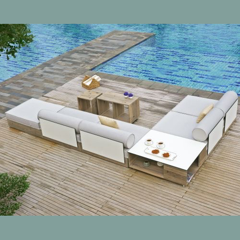 AIKO COMFORT MODULE ARMLESS, TEAK BASE/HPL BACK/GRADE C