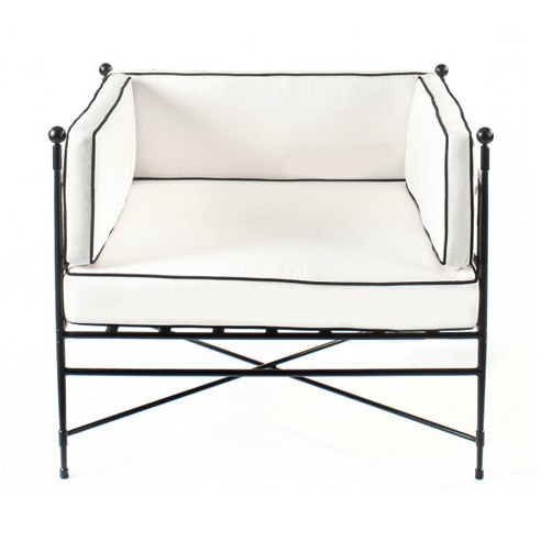 TUXEDO CLUB CHAIR IN EPOXY COATED STEEL WITH CUSHIONS