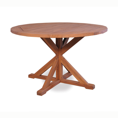 TEAK 48 INCH ROUND DINING TABLE WITH CROSS BASE - Kolo Collection