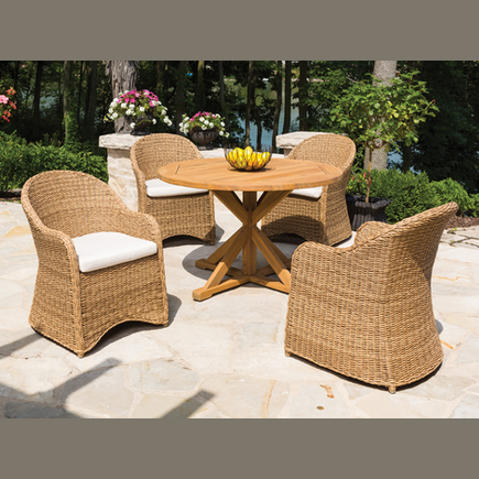 TEAK 48 INCH ROUND DINING TABLE WITH CROSS BASE - Kolo Collection