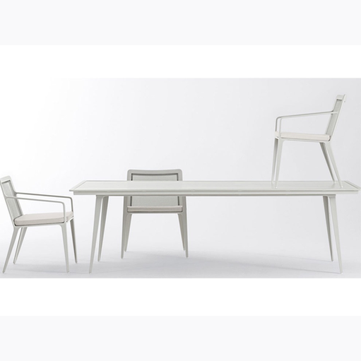 STILL 45x99 DINING TABLE WITH SOLID ALUMINUM TOP