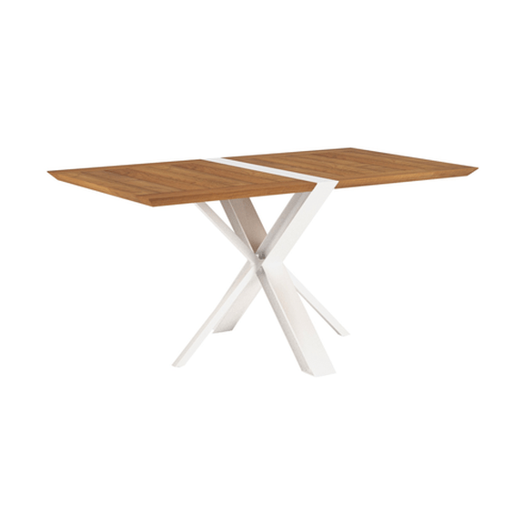 TRAVERSE 59x33 FOLDING DINING TABLE/WHITE PC ALUM/TEAK TOP - Kolo Collection