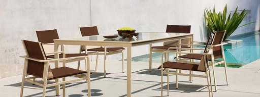 SWIM 45 x 99 DINING TABLE WITH SOLID ALUMINUM TOP