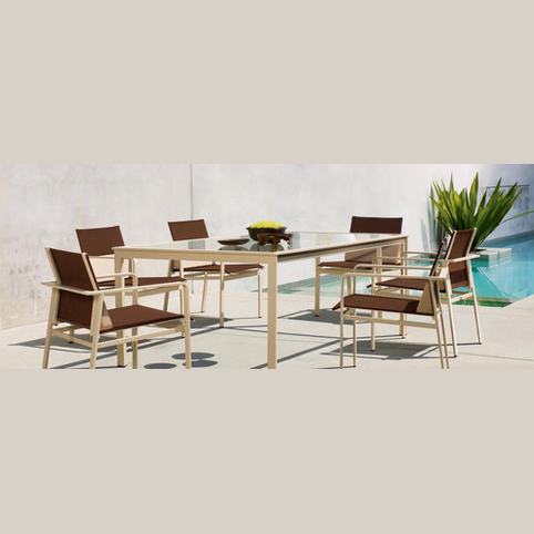 SWIM 45 x 99 DINING TABLE WITH SOLID ALUMINUM TOP