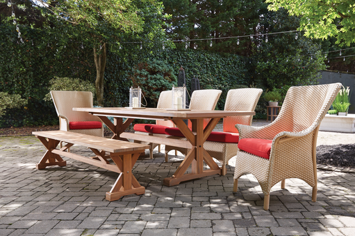 TEAK 99x40 DINING TABLE WITH TRESTLE BASE