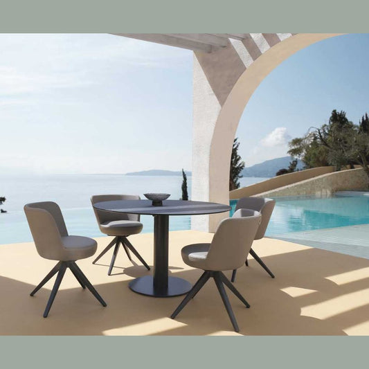 STIZZY 50 ROUND PEDESTAL TABLE, PC STEEL BASE /STANDARD FINISH/HPL TOP - Kolo Collection