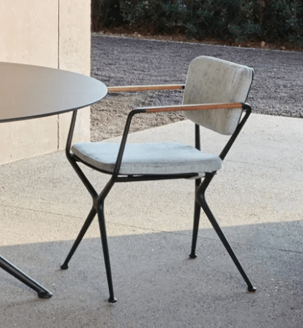 EXES DINING ARM CHAIR,  SAND/TEAK ARMREST - Kolo Collection