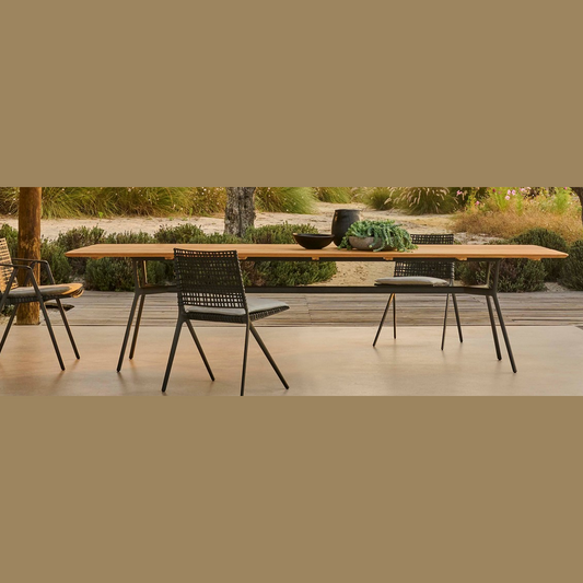 BRANCH 118 INCH RECT DINING TABLE / PC ALUMINUM / TEAK TOP - Kolo Collection