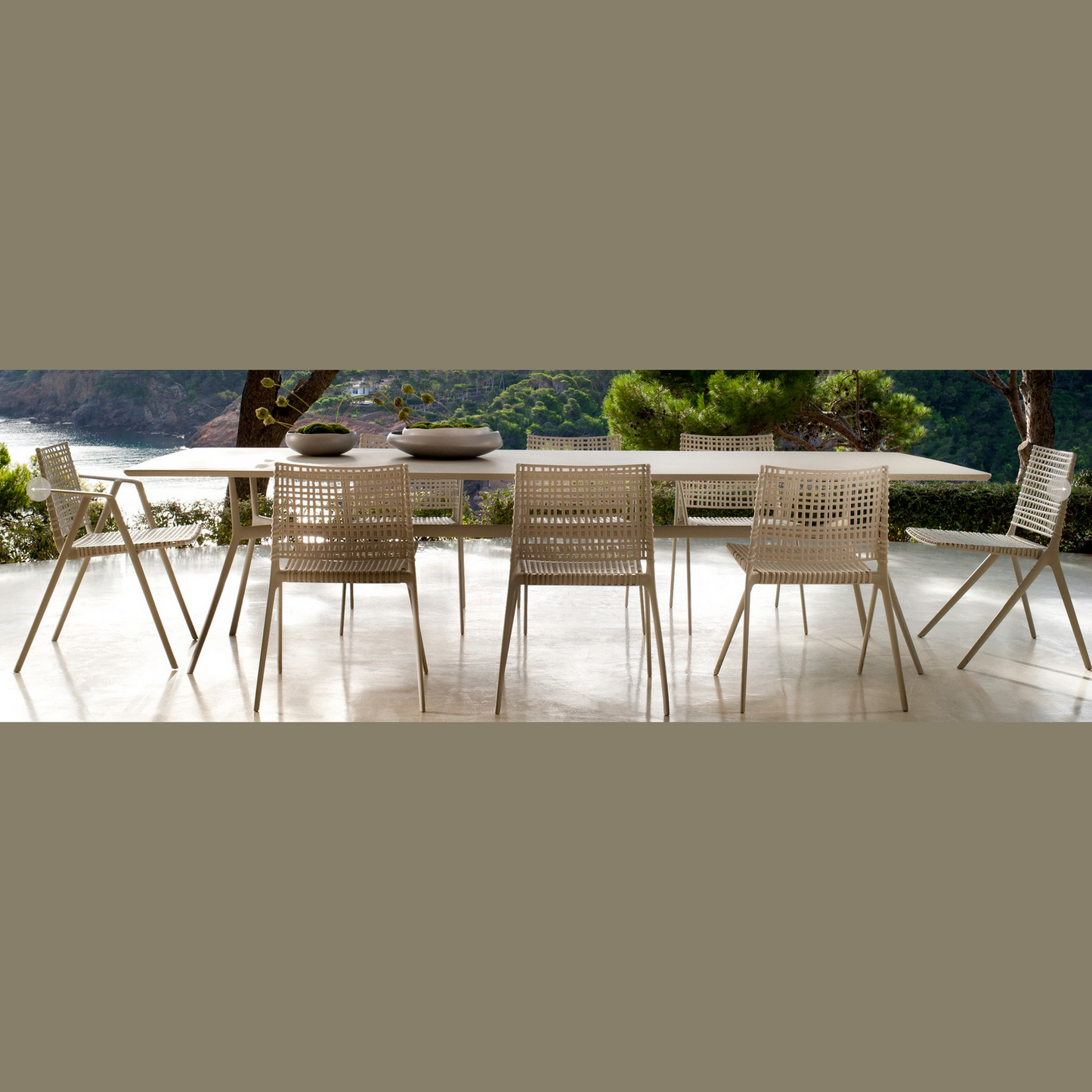 BRANCH 118 INCH RECT DINING TABLE / PC ALUMINUM / TEAK TOP - Kolo Collection