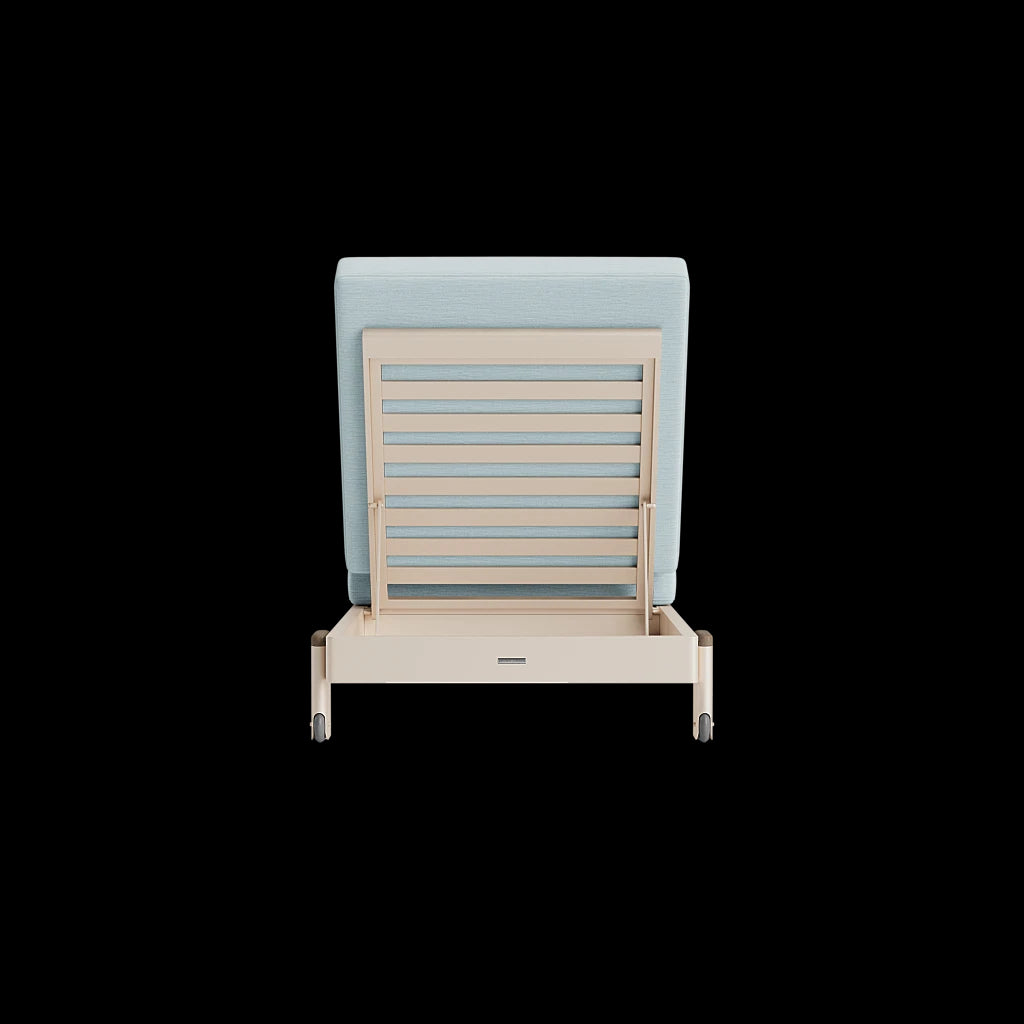 LUCA CHAISE W/WHEELS AND TEAK GRADE A