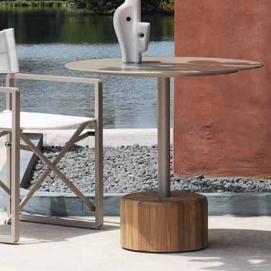 GLYPH 31.5 RD BISTRO TABLE PC BASE W/ HPL TOP - Kolo Collection