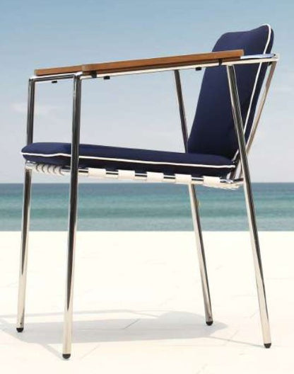 MAMAGREEN ALBATROSS DINING CHAIR, PC STAINLESS FRAME/GRADE A CUSHION W/PIPING