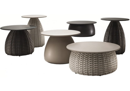 PORCINI 20D x 16H WOVEN SIDE TABLE IN CARRARA/TAUPE TOP