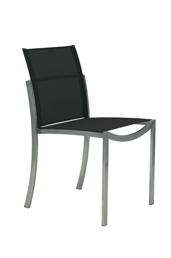 O-ZON SIDE CHAIR/ELECTRO POLISHED STAINLESS / BLACK BATYLINE
