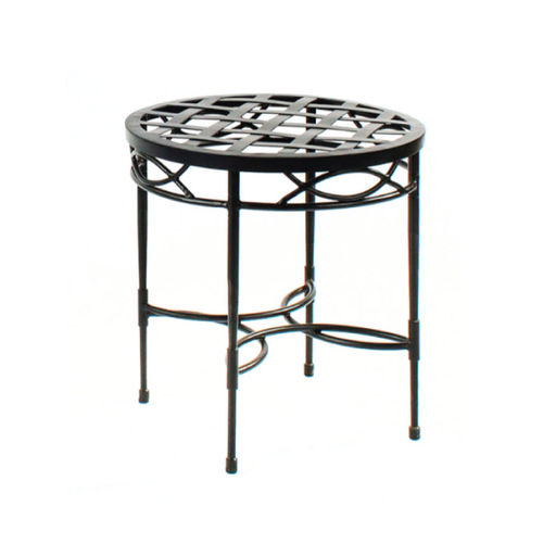 AMALFI 20 INCH ROUND SIDE TABLE W/WOVEN TOP, EPOXY COATED STEEL