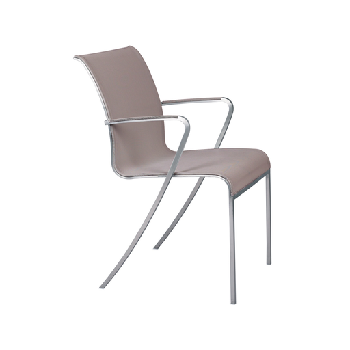 QT ARM CHAIR/BRUSHED STAINLESS STEEL/CAPPUCCINO BATYLINE