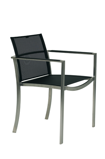 O-ZON ARM CHAIR - EP STAINLESS WITH BLACK BATYLINE