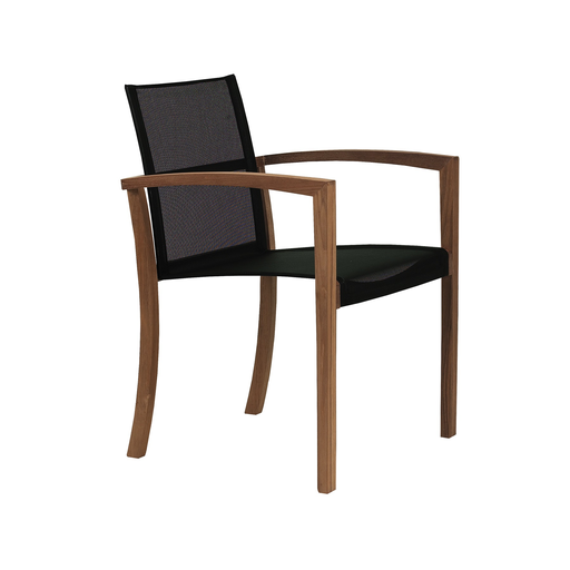 XQI STACKING ARM CHAIR/TEAK FRAME/BRONZE BATYLINE