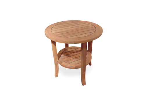 TEAK 24 INCH ROUND END TABLE WITH TAPERED LEG