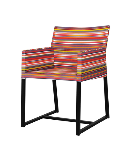 STRIPE DINING ARM CHAIR/PC ALUMINUM/STRIPES SLING