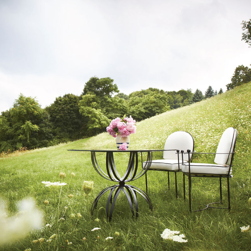 AMALFI ROUND BACK ARM CHAIR IN EPOXY COATED STEEL