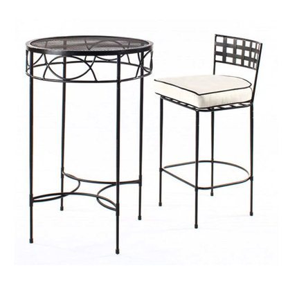 AMALFI 28 INCH ROUND BAR TABLE W/MESH TOP, EPOXY COATED STEEL