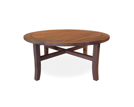 TEAK 40 INCH ROUND COCKTAIL TABLE TAPERED LEG